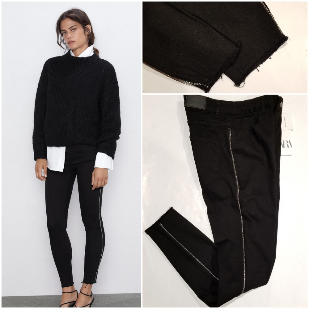 Zara jewel stripe high rise skinny jeans - Picture 6 of 7
